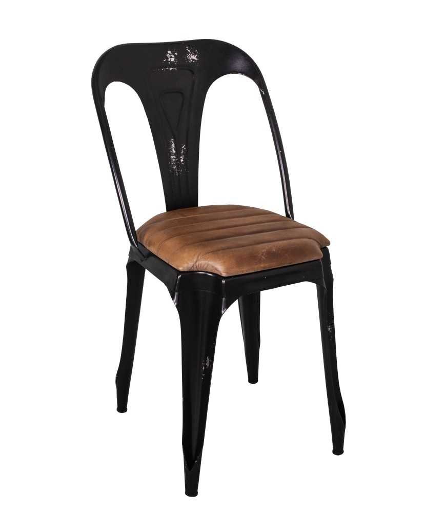 Chaise avec assise en cuir
