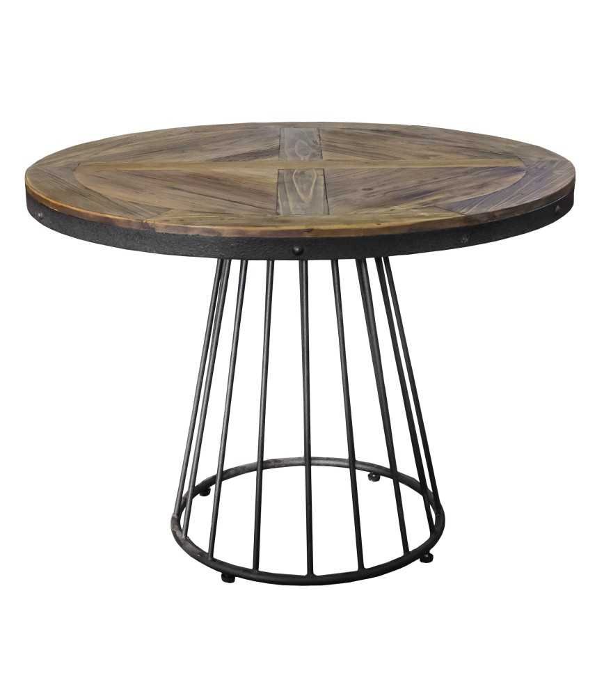 Table pied métal plateau bois Ø110 H80.5