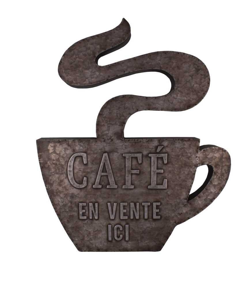Panneau tasse zinc mural "CAFE"