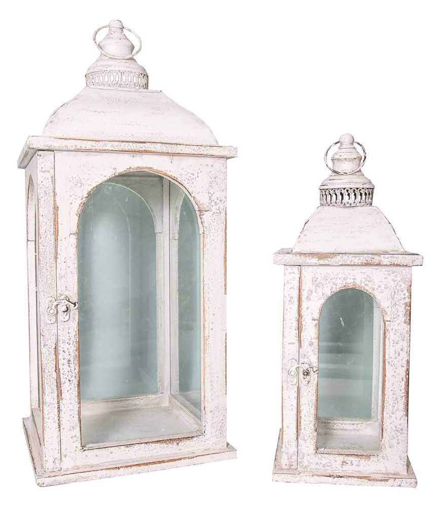 Set 2 lanternes blanc antique