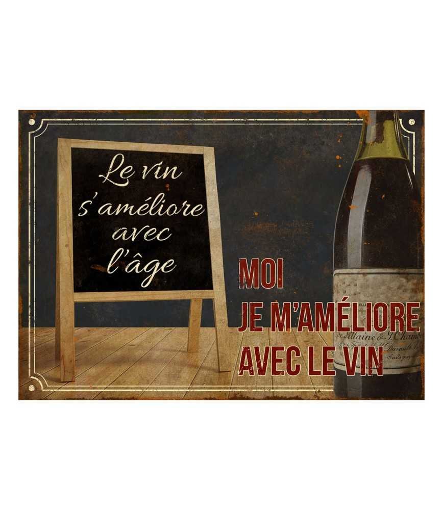 Plaque "Le vin s'améliore" 21*15