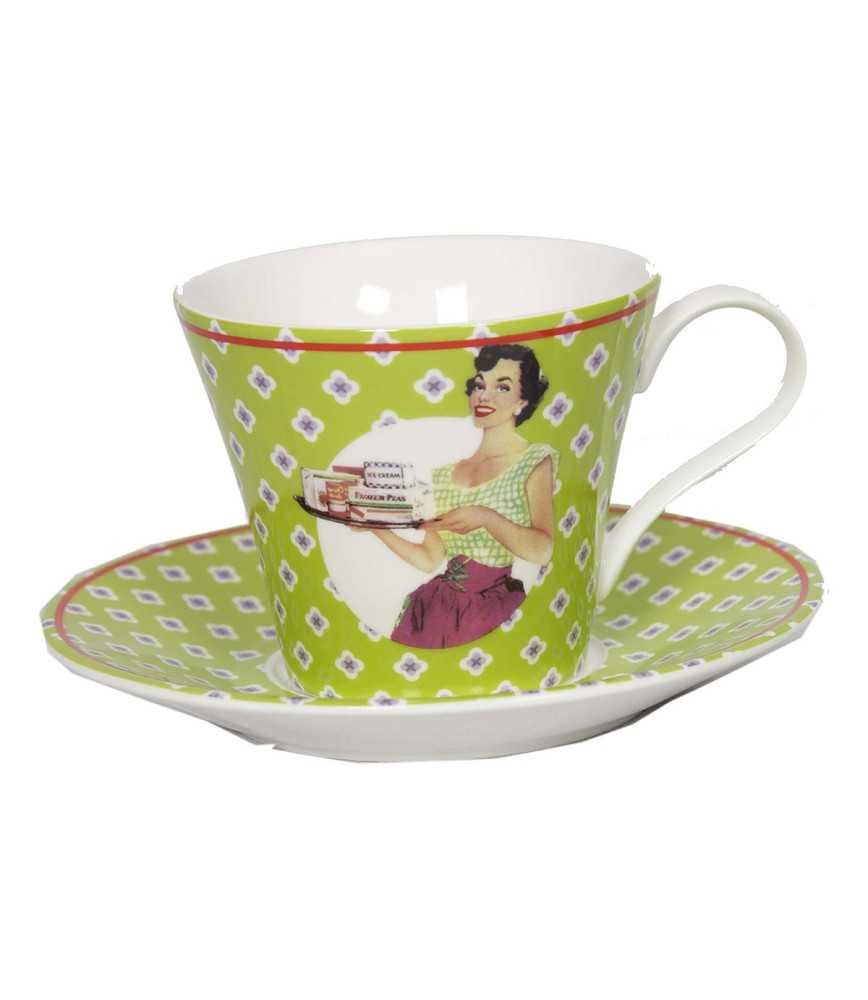 Tasse et sous tasse vintage VERTES