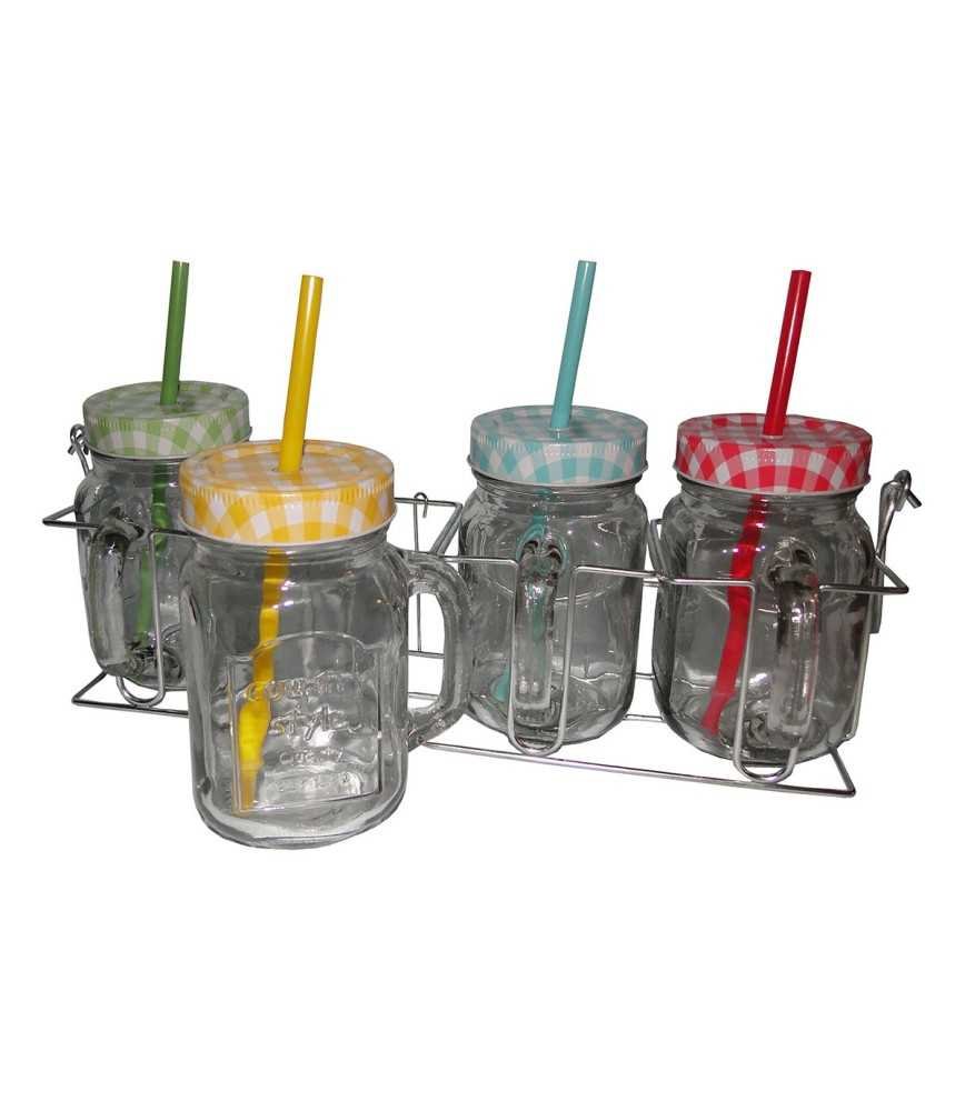 Porte mugs avec 4 mugs en verre