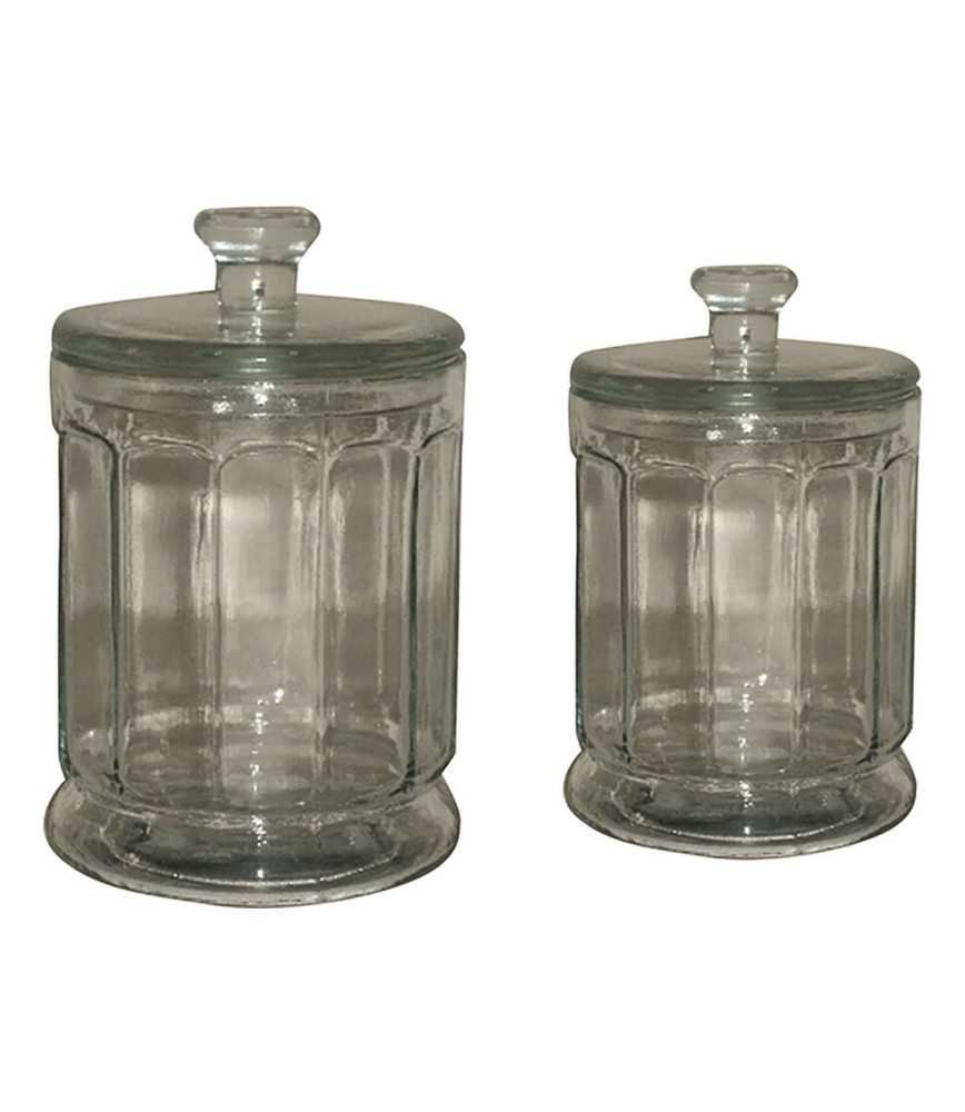 Set 2 pots verre avec couvercle