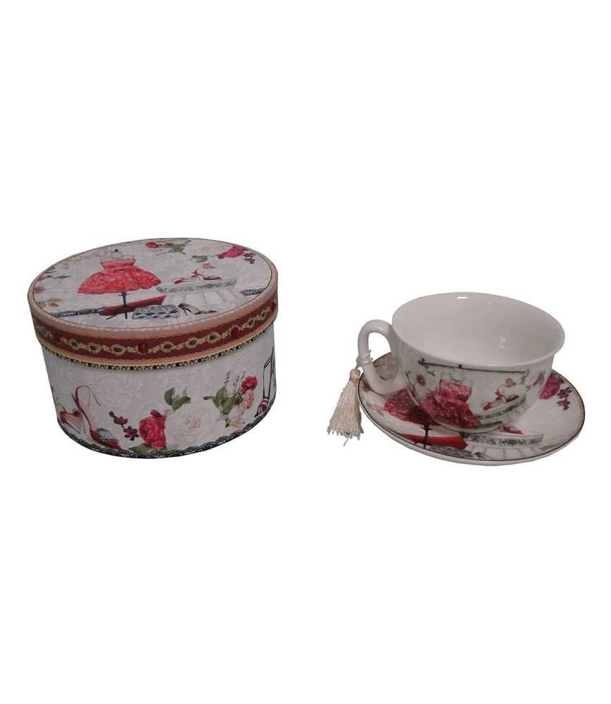 Coffret tasse et sous tasse décor mannequin