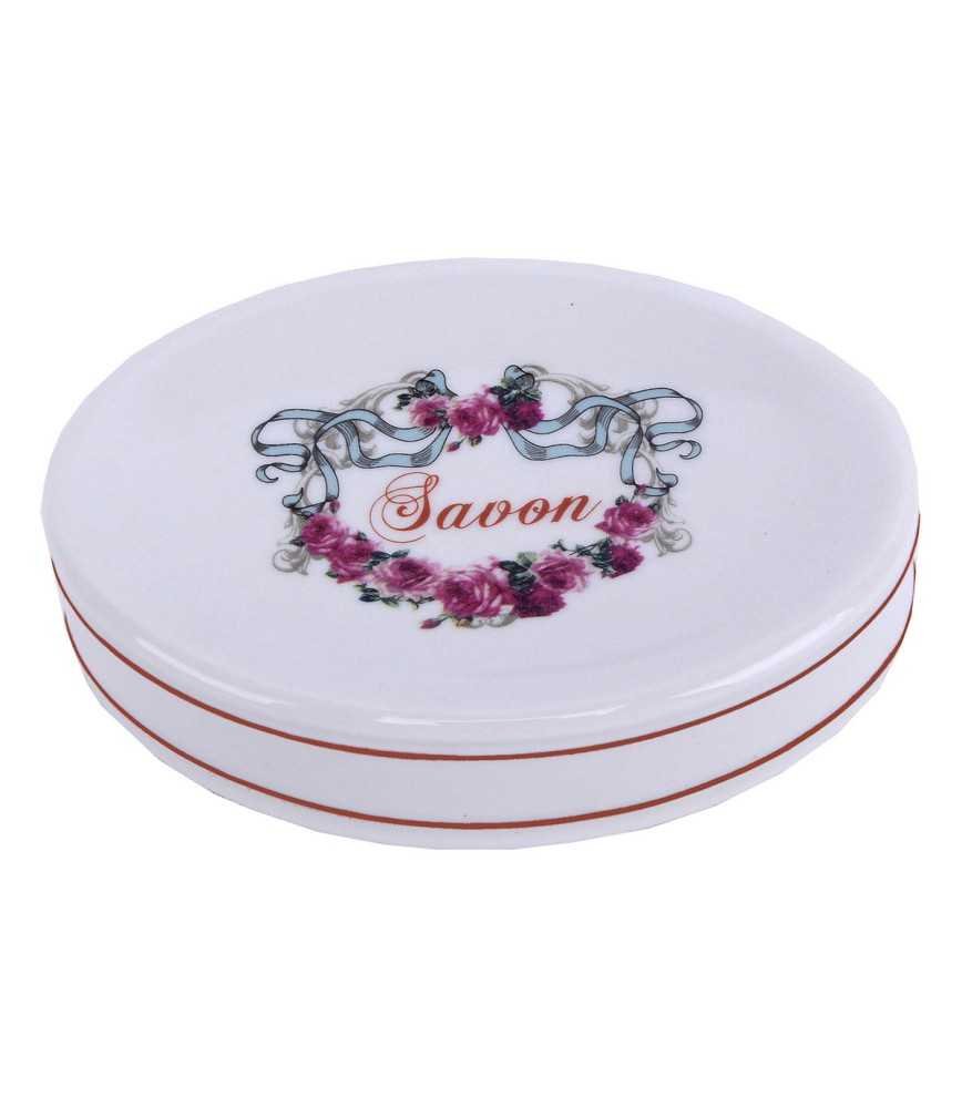 Porte savon coeur ruban roses