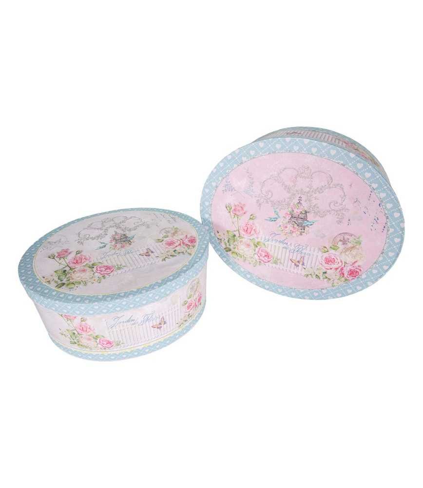 Set 2 boîtes ovales GM rose/PM crème