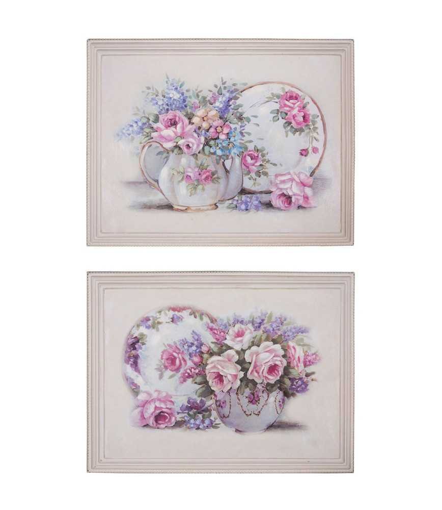 Set 2 tableaux fleurs 46x36