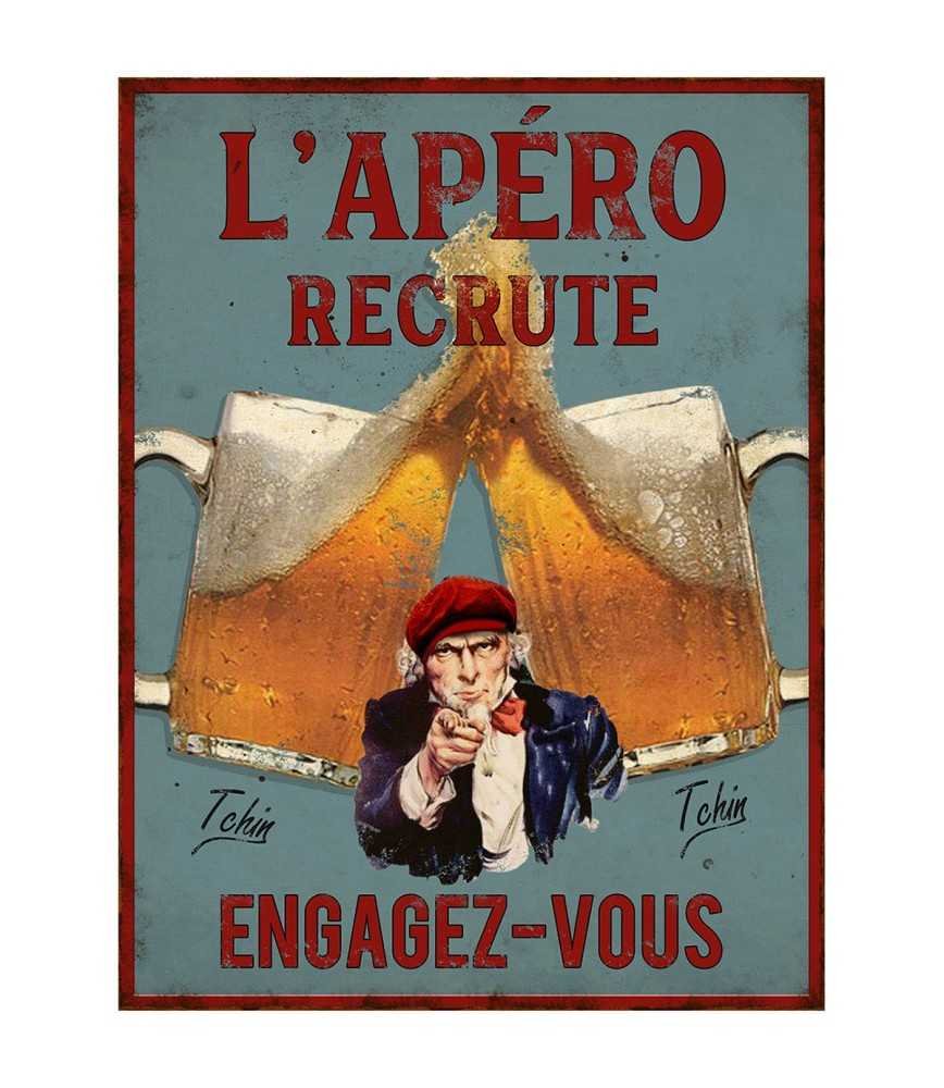 Plaque "L'apéro recrute" 25 x 33 cm