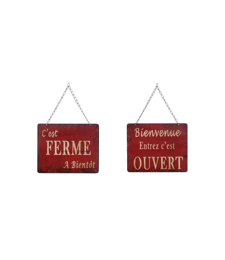 Plaque "OUVERT-FERME" rouge