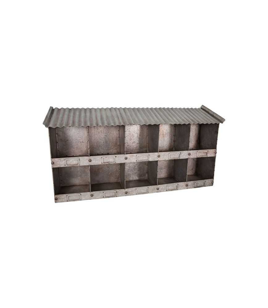 Etagère murale zinc 10 casiers