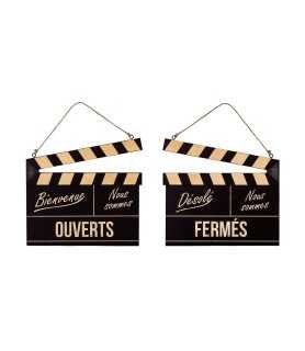 Panneau clap cinéma OUVERT/FERMÉ