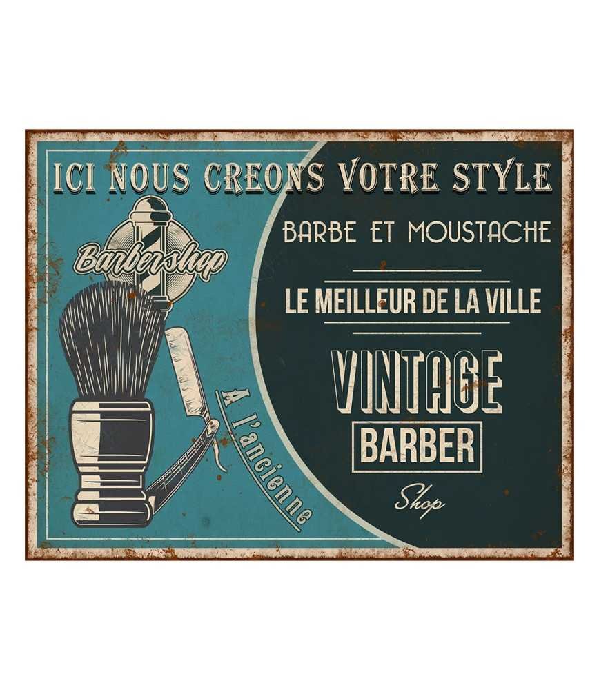 Plaque métal Vintage barber 22 x 28 cm