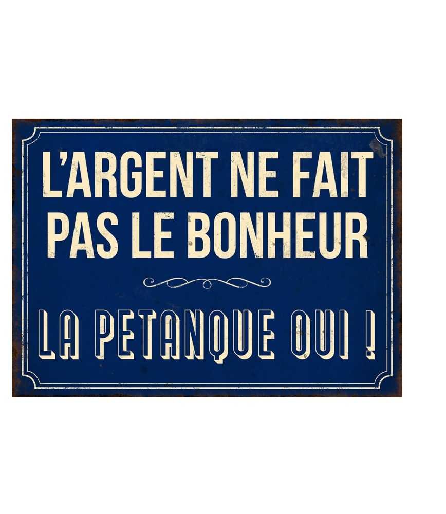 Plaque "Bonheur pétanque" 21 x 15 cm