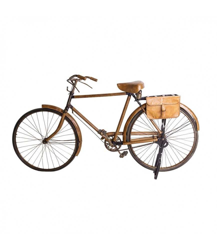 Vélo ancien décoratif avec habillage cuir