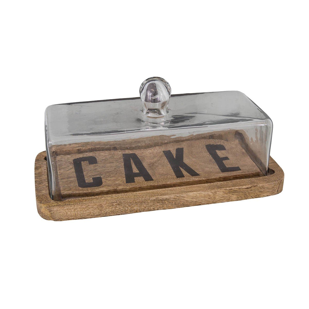 Cloche rectangulaire avec plateau en bois cake